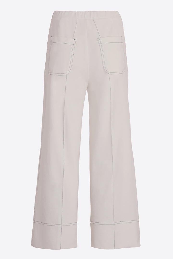 Vilagallo 33638 Cream Wide Leg Pull-On Cropped Trousers