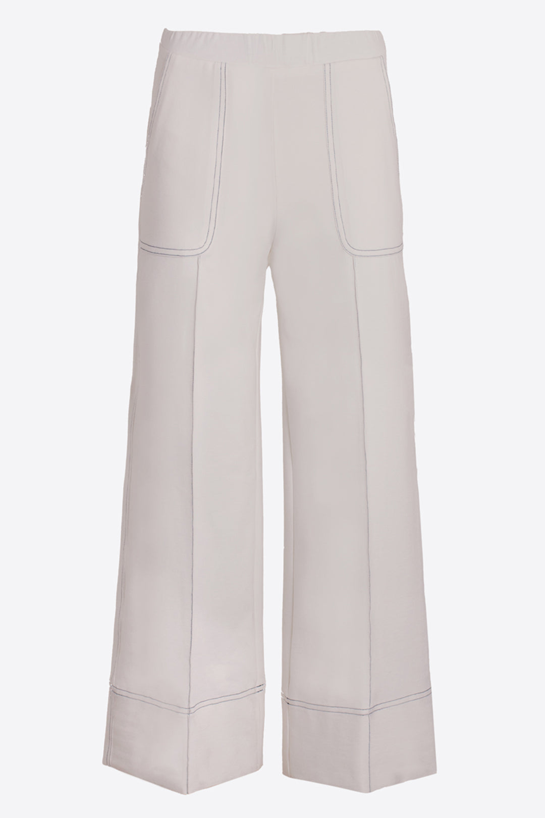 Vilagallo 33638 Cream Wide Leg Pull-On Cropped Trousers