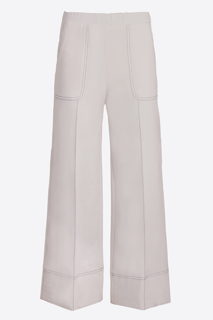 Vilagallo 33638 Cream Wide Leg Pull-On Cropped Trousers