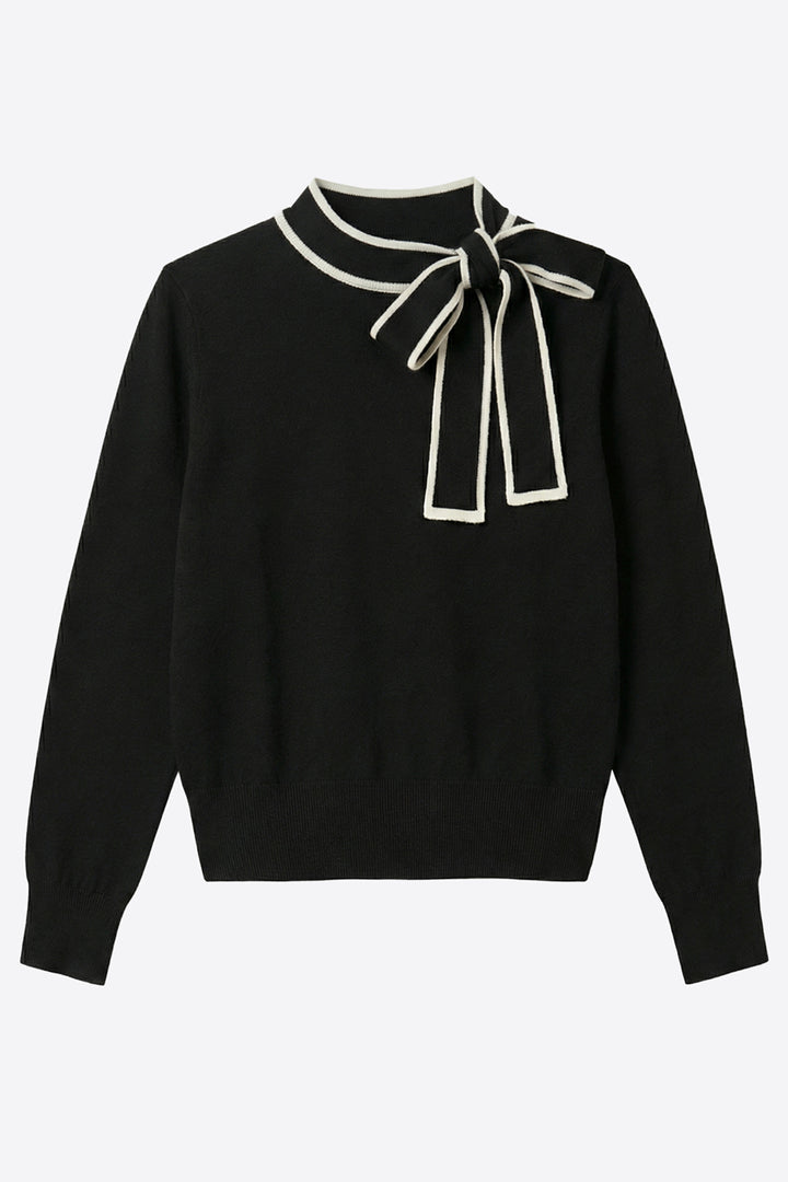 Vilagallo Black &amp; Ecru Jumper, front view styled