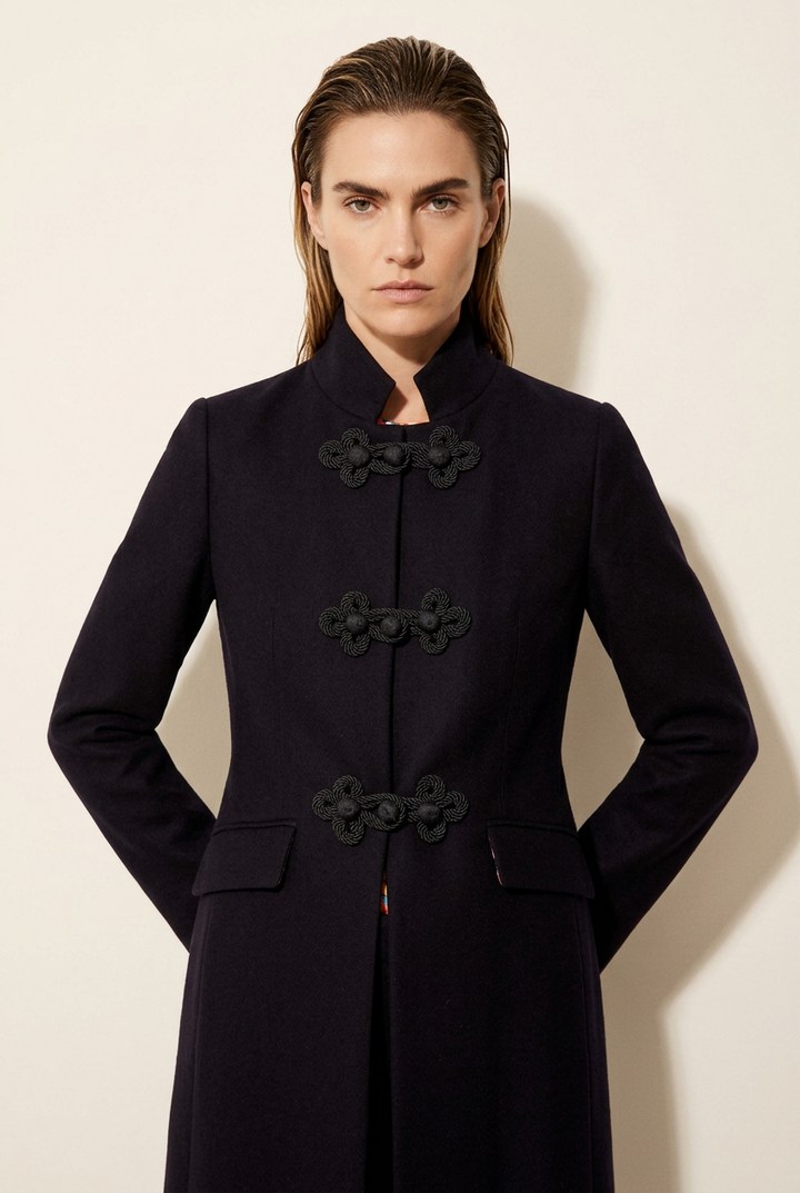 Vilagallo Black Virgin Wool Coat 34174