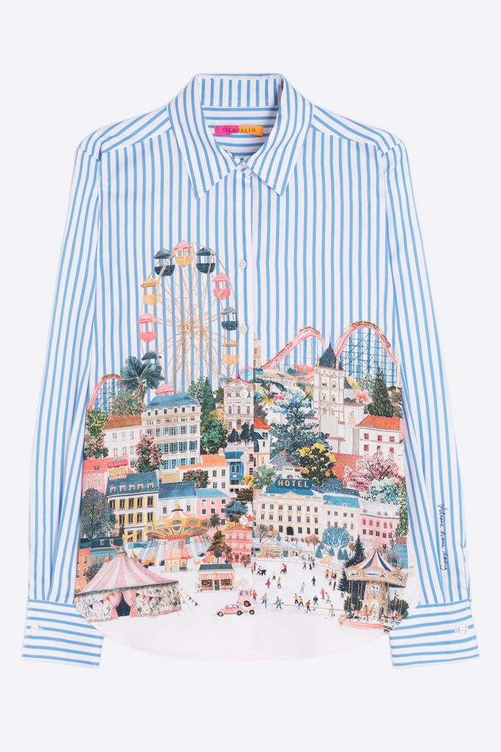 Vilagallo City Print Blue Blouse, packshot