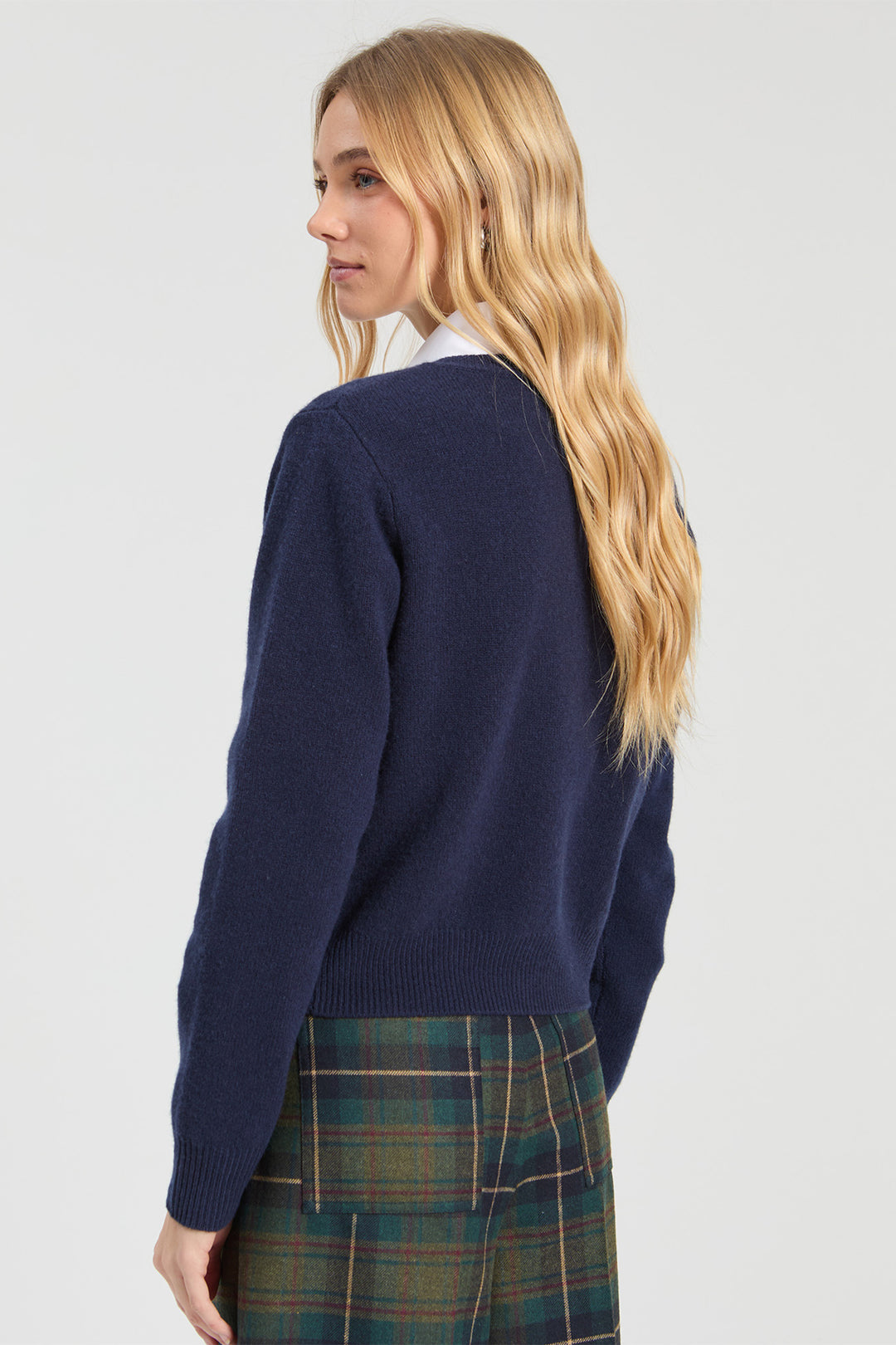 Vilagallo Navy &amp; Red Hearts Jumper, detail of knit texture