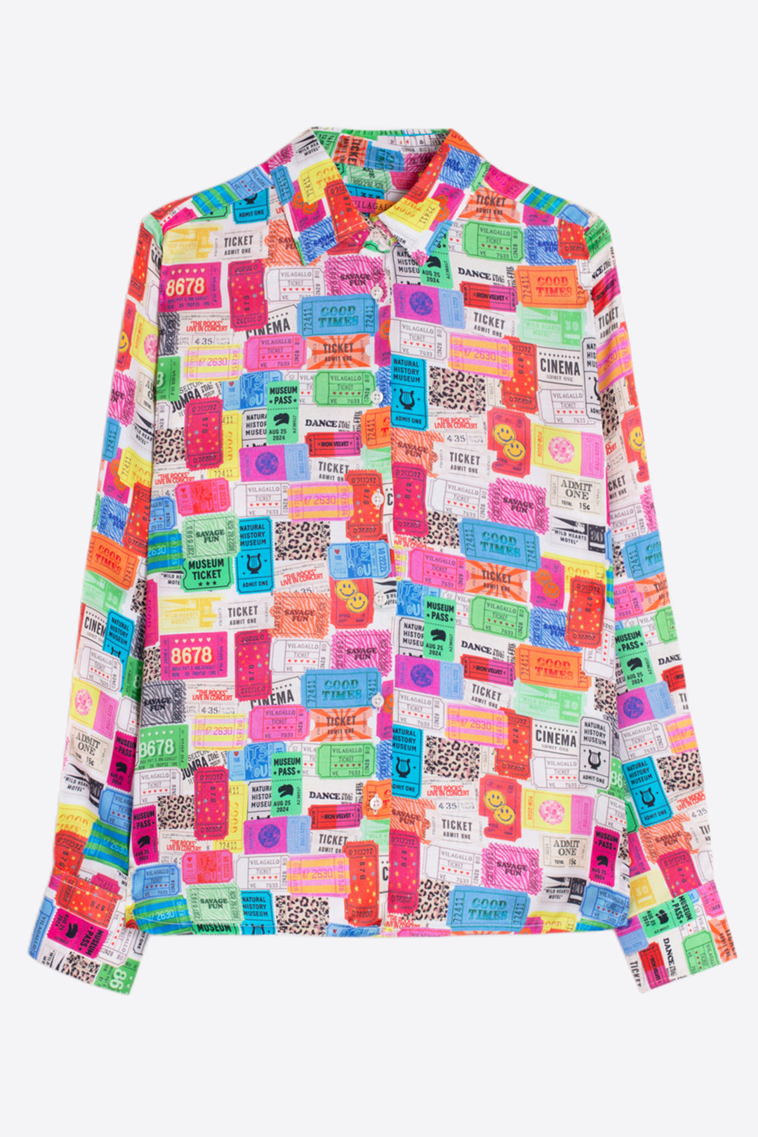 Vilagallo Tickets Print Multicolour Blouse, full length styled