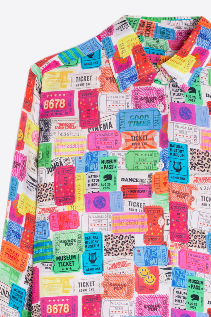 Vilagallo Tickets Print Multicolour Blouse, packshot