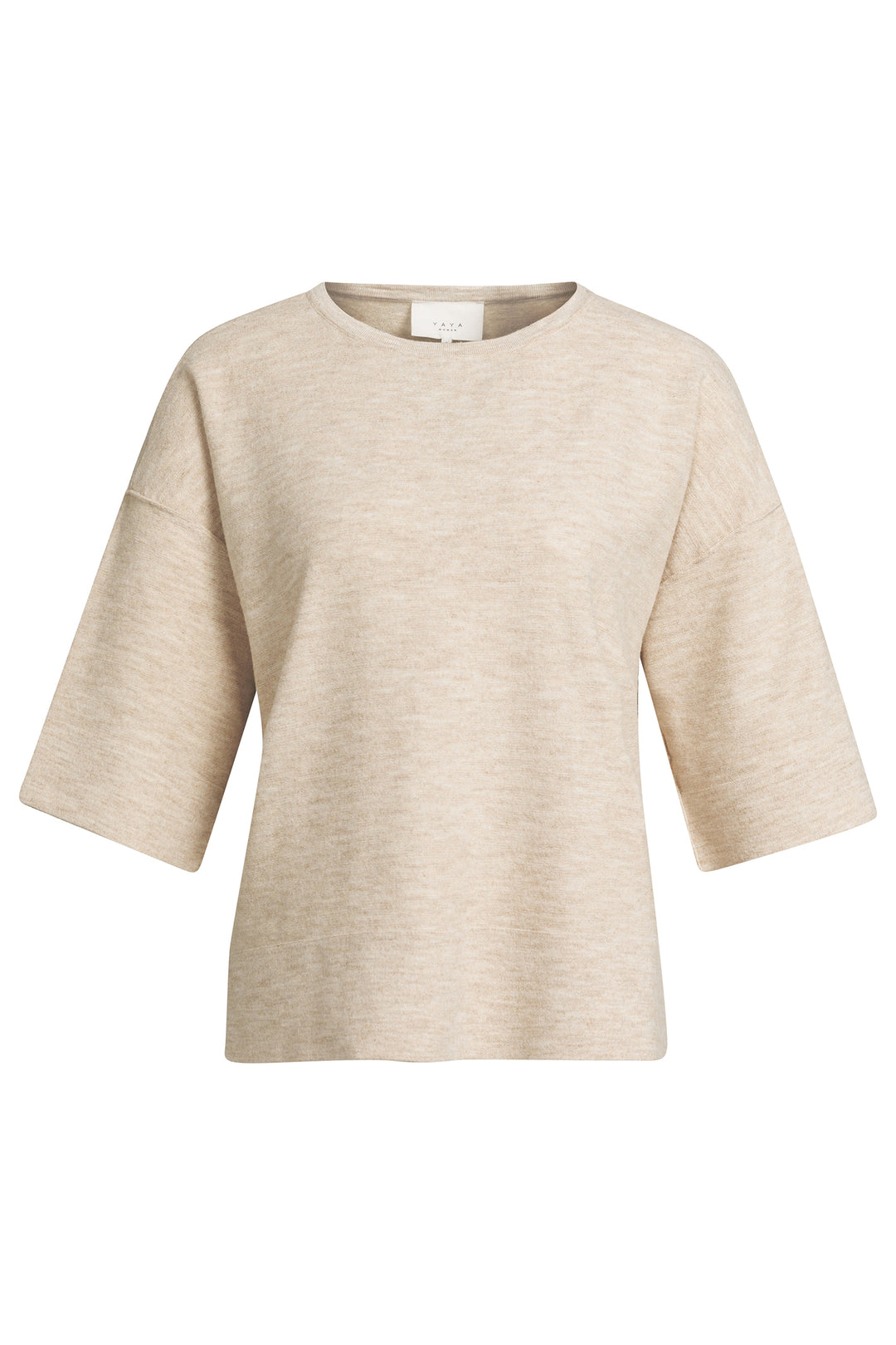 Olivia Grace Fashion - Yaya Beige Melange Oversized Knitted T-Shirt Jumper 01-000621-608 990822