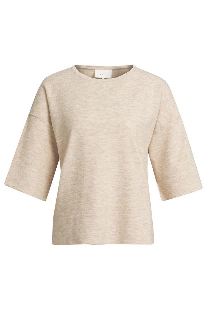 Olivia Grace Fashion - Yaya Beige Melange Oversized Knitted T-Shirt Jumper 01-000621-608 990822