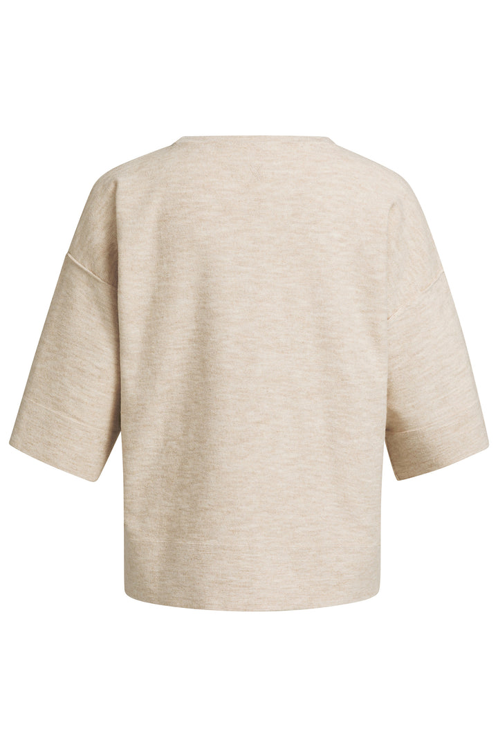 Olivia Grace Fashion - Yaya Beige Melange Oversized Knitted T-Shirt Jumper 01-000621-608 990822