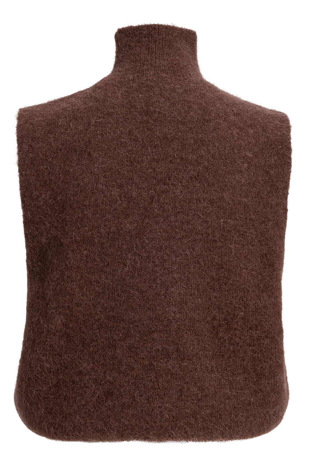 Yaya Bitter Chocolate Brown Sleeveless High Neckline Sweater, back view