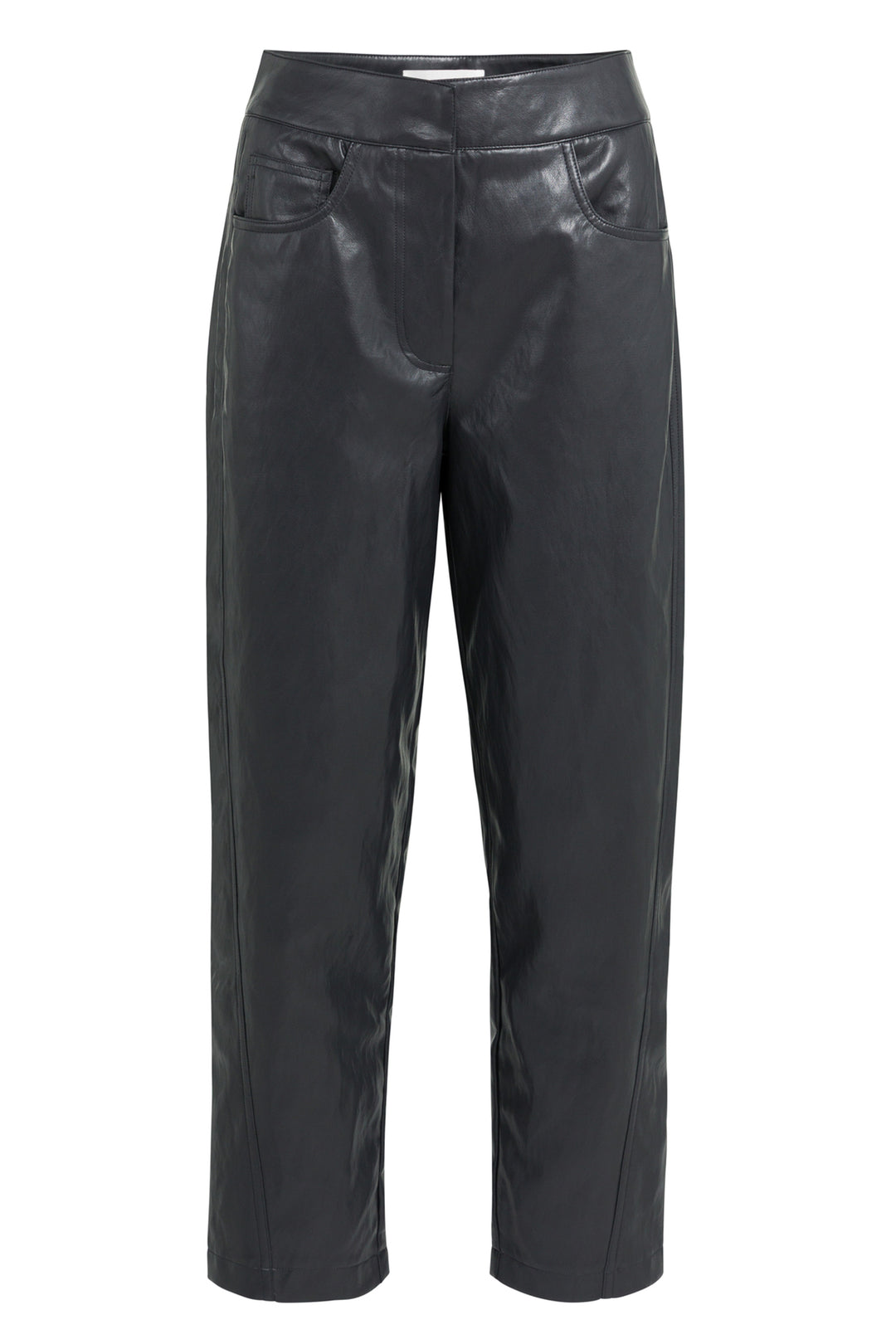Yaya Black Faux Leather Carrot Fit Trousers, front view