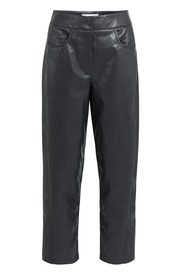 Yaya Black Faux Leather Carrot Fit Trousers, front view