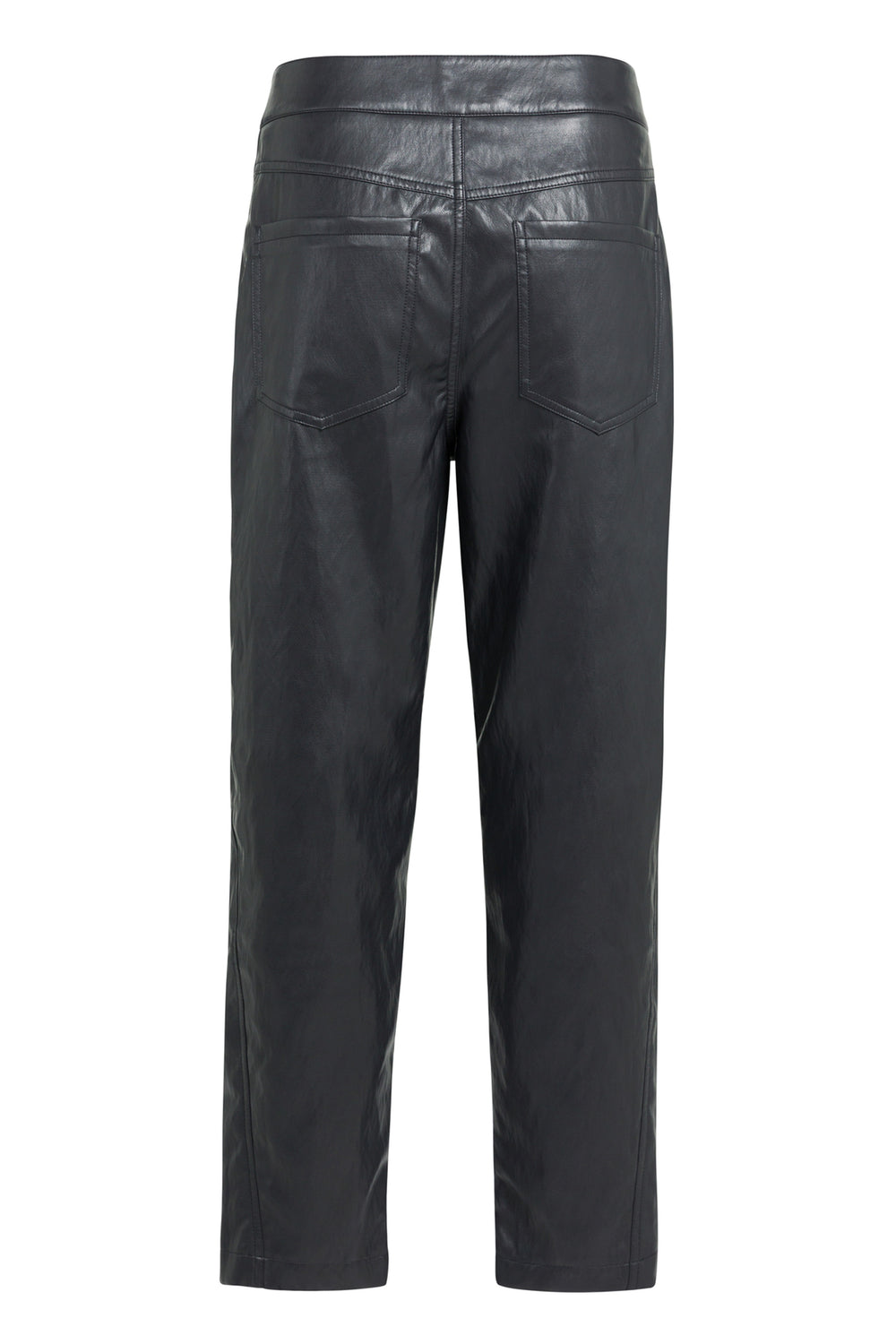 Yaya Black Faux Leather Carrot Fit Trousers, back view