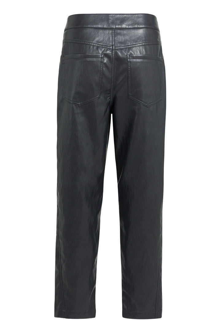 Yaya Black Faux Leather Carrot Fit Trousers, back view