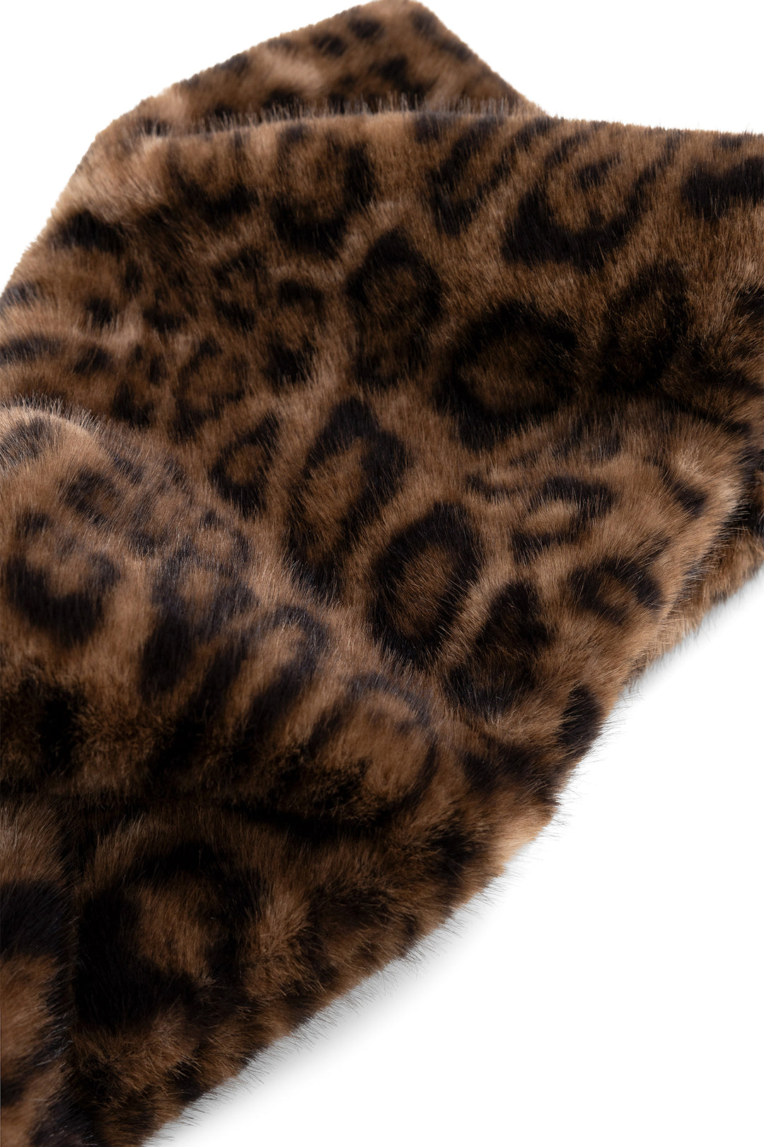 Yaya Cocoa Brown Dessin Faux Fur Leopard Scarf, leopard print texture detail
