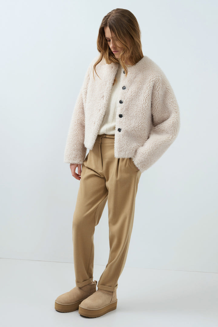 Yaya Cornstalk Brown Melange Beige Trousers, styled lookbook look 10