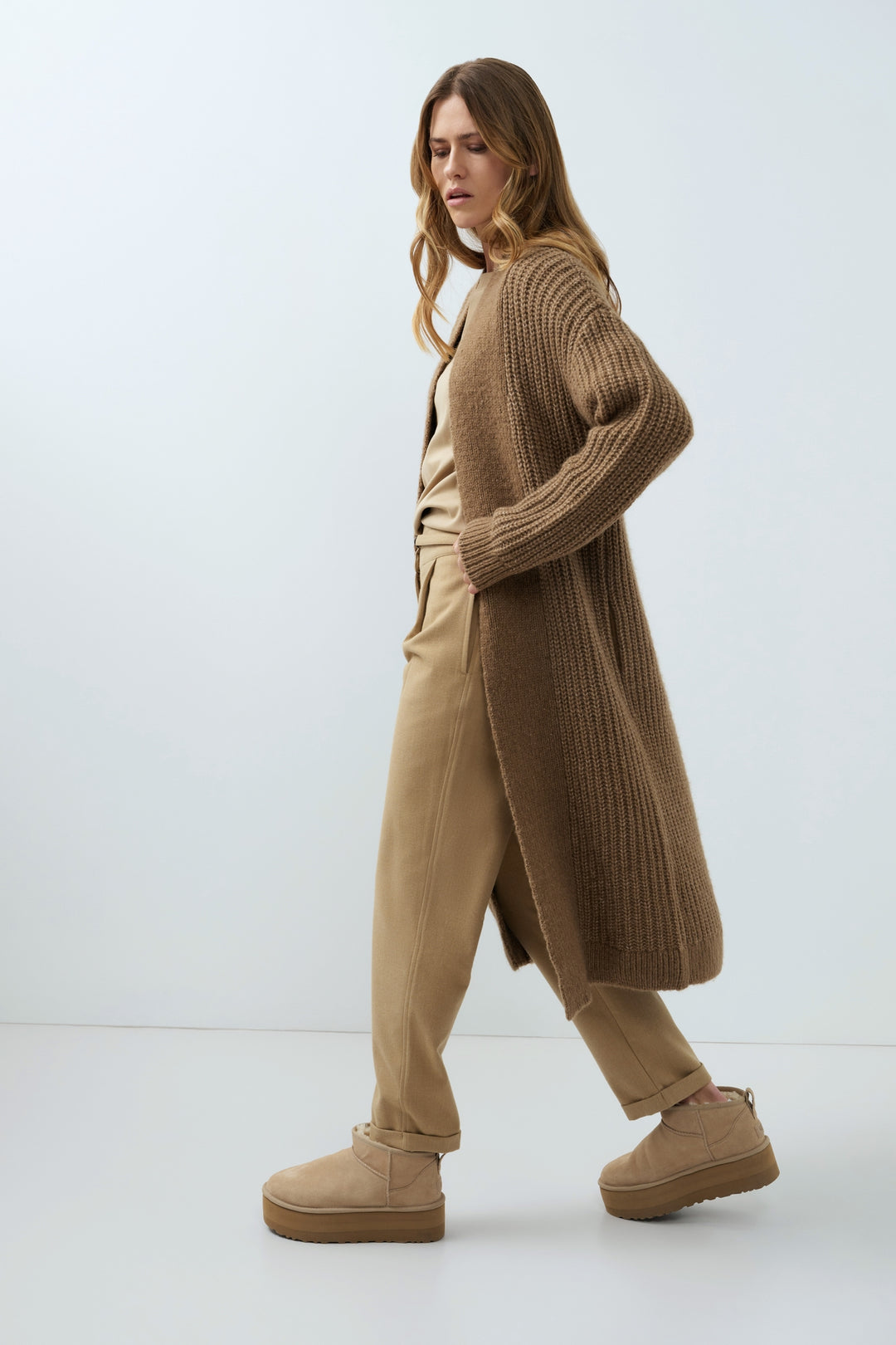 Yaya Cornstalk Brown Melange Beige Trousers, styled lookbook look 9