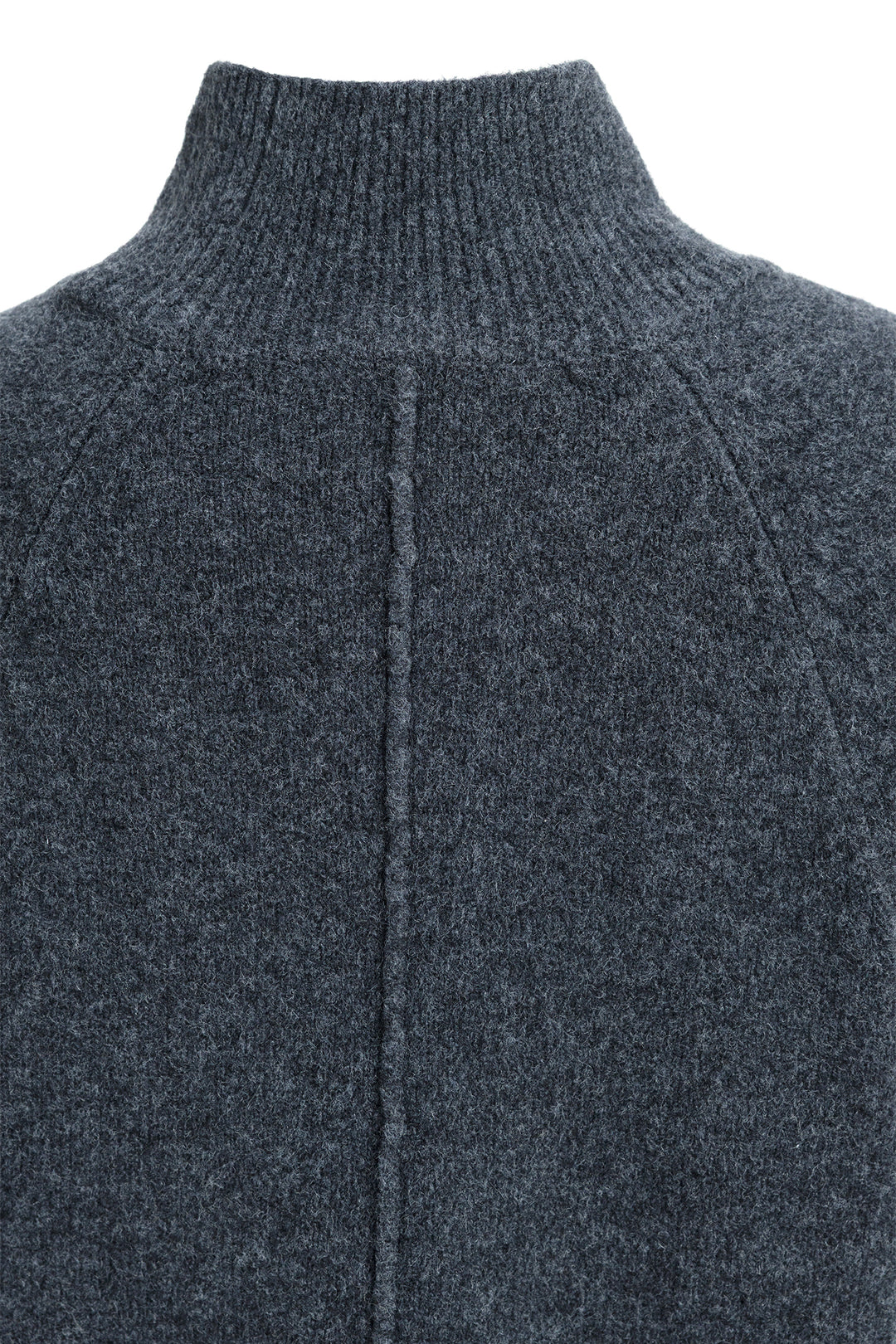 Yaya Dark Anthracite Melange Grey High Neckline Wide Sleeve Jumper, high neckline and raglan seam detail