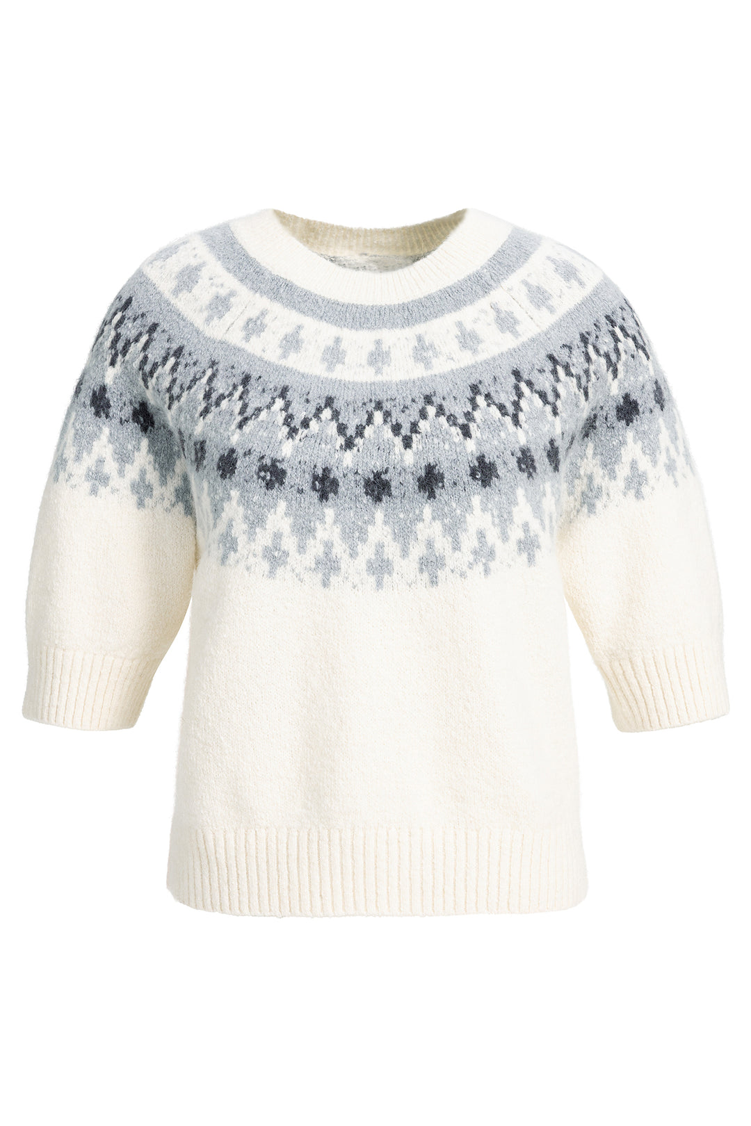 Yaya Illusions Gray Dessin Sweater With Nordic Jacquard Print, front view