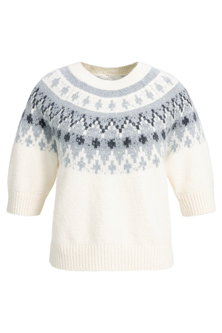 Yaya Illusions Gray Dessin Sweater With Nordic Jacquard Print, front view