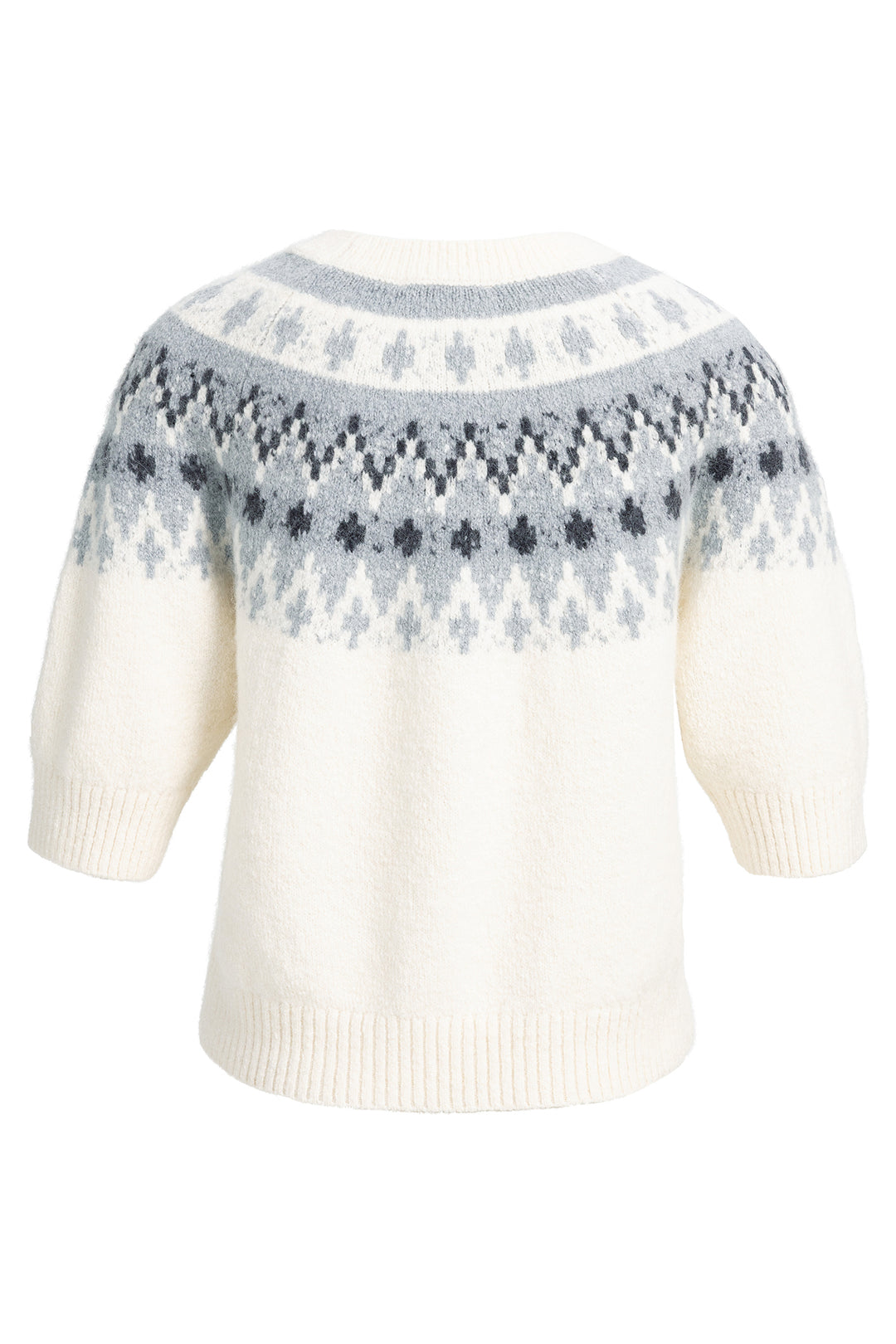 Yaya Illusions Gray Dessin Sweater With Nordic Jacquard Print, back view