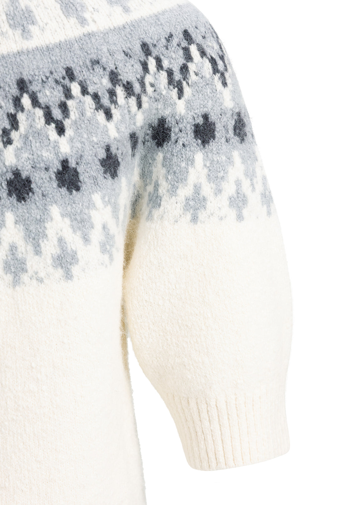 Yaya Illusions Gray Dessin Sweater With Nordic Jacquard Print, sleeve and jacquard yoke detail