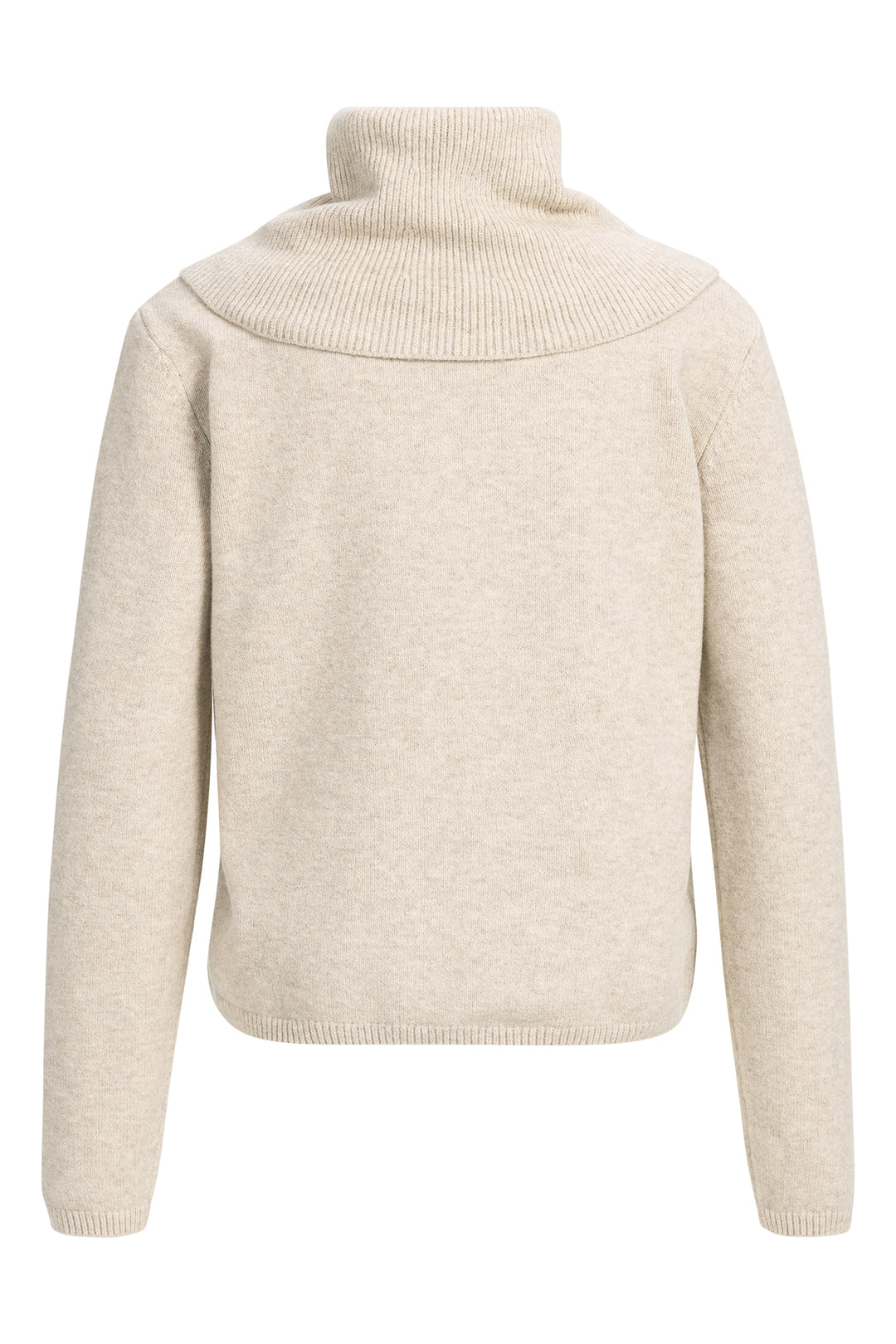 Yaya Light Beige Melange Scarf Jumper Sweater, back view with collar attached