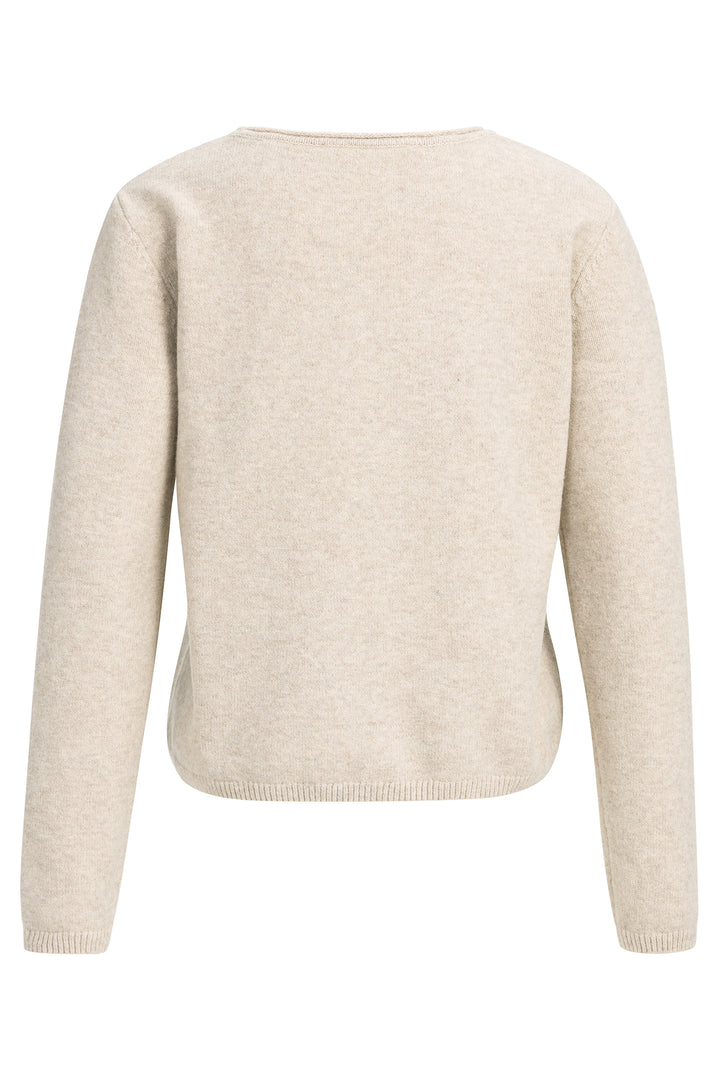 Yaya Light Beige Melange Scarf Jumper Sweater, back view with collar removed
