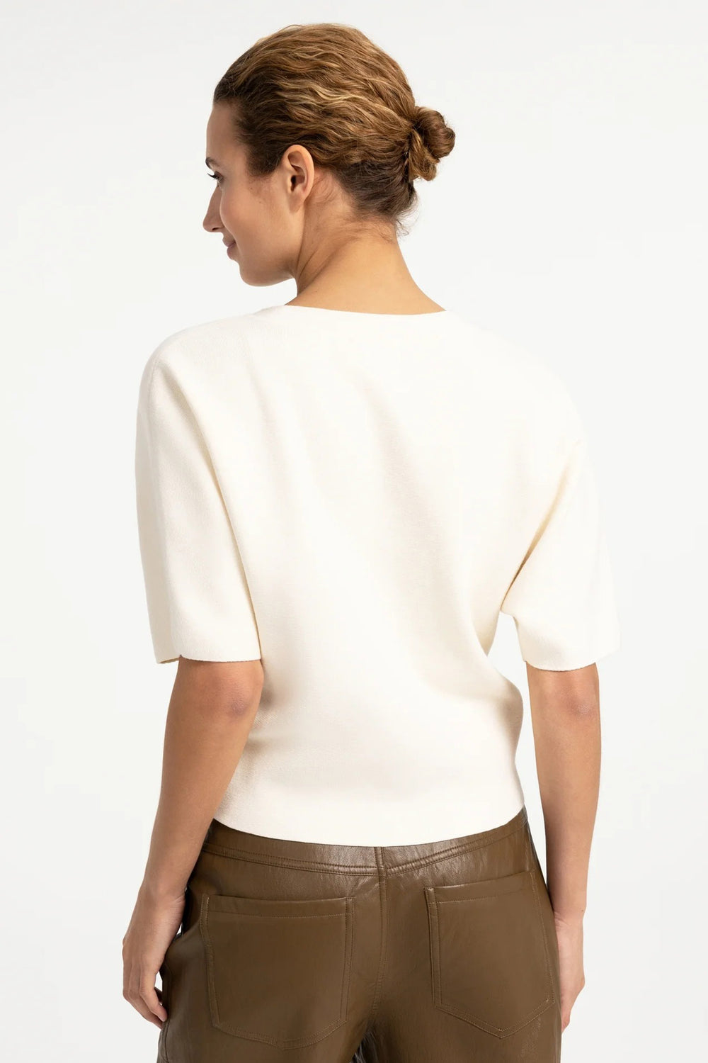 Olivia Grace Fashion - Yaya Off White Knitted Top With Bomber Collar 01-000616-608 99080
