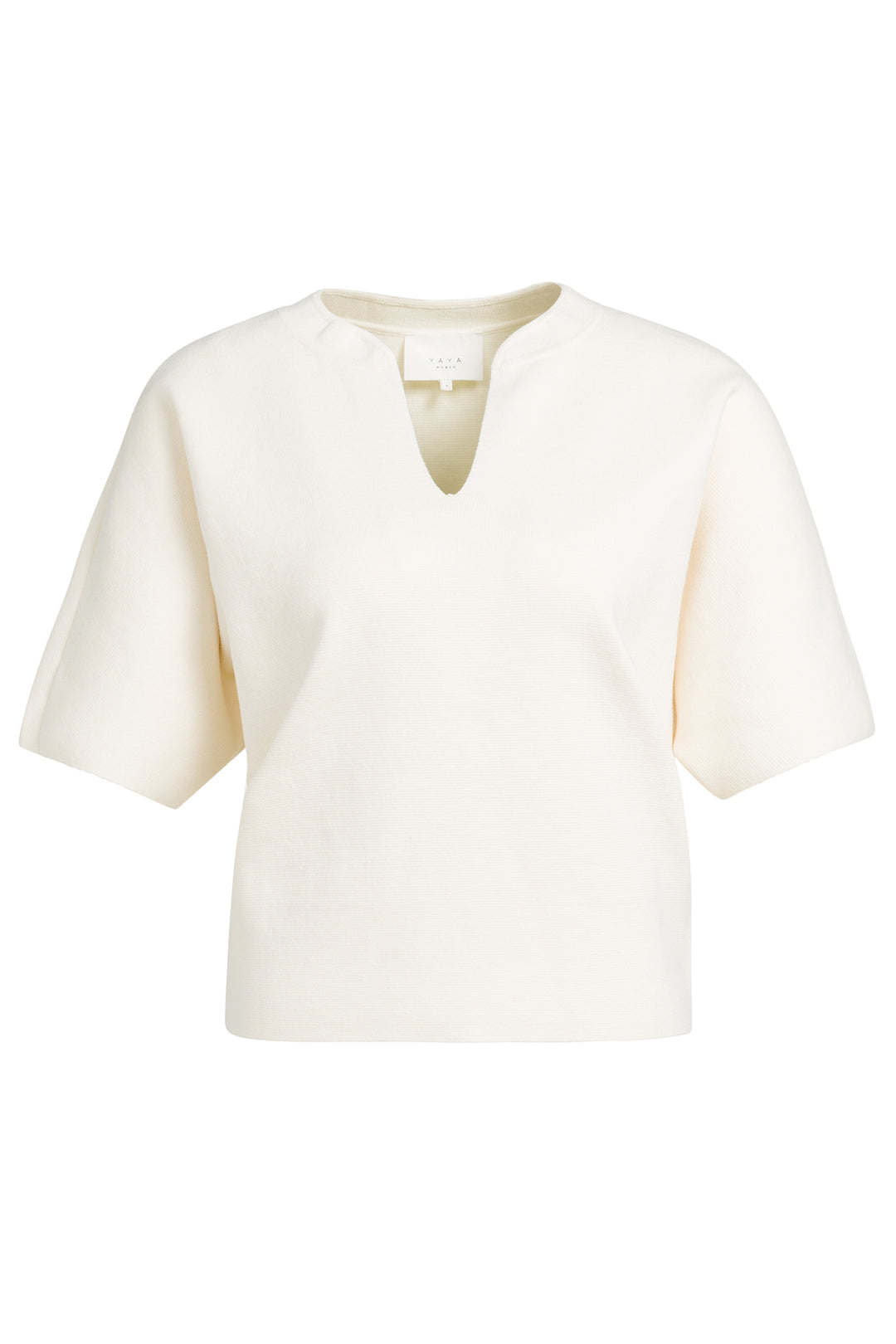 Olivia Grace Fashion - Yaya Off White Knitted Top With Bomber Collar 01-000616-608 99080