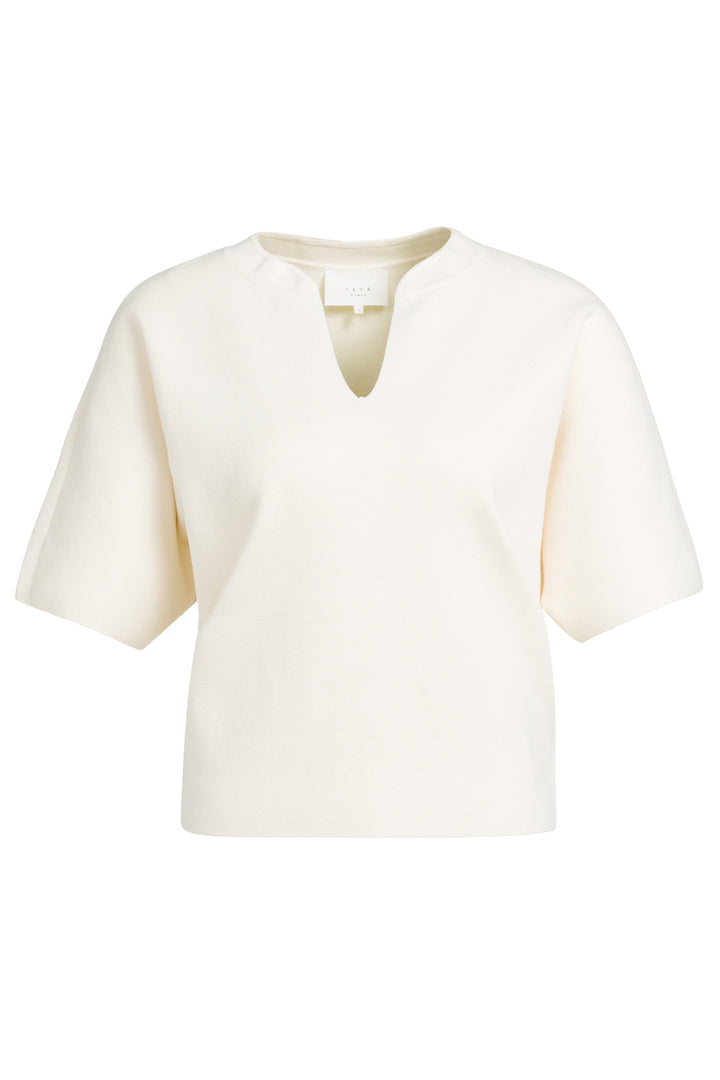 Olivia Grace Fashion - Yaya Off White Knitted Top With Bomber Collar 01-000616-608 99080