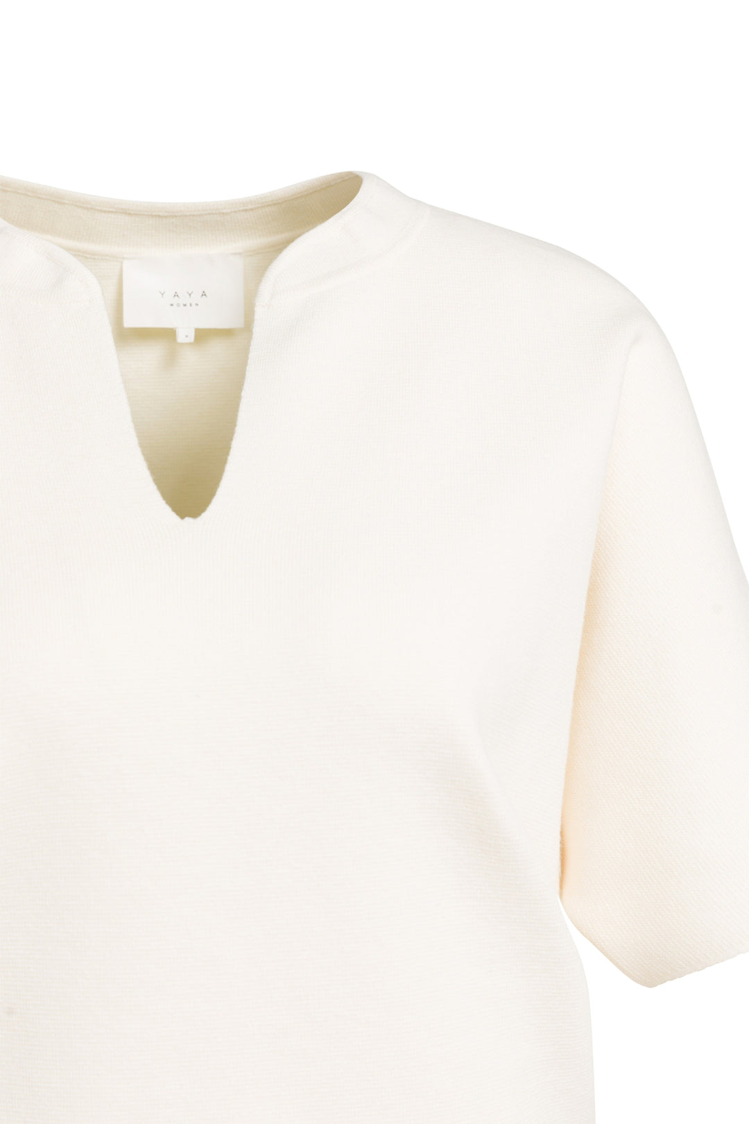 Olivia Grace Fashion - Yaya Off White Knitted Top With Bomber Collar 01-000616-608 99080