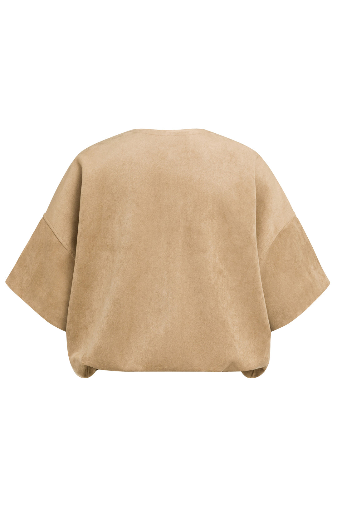 Yaya Otter Brown Oversized Shortsleeve Suedine Jacket, back packshot