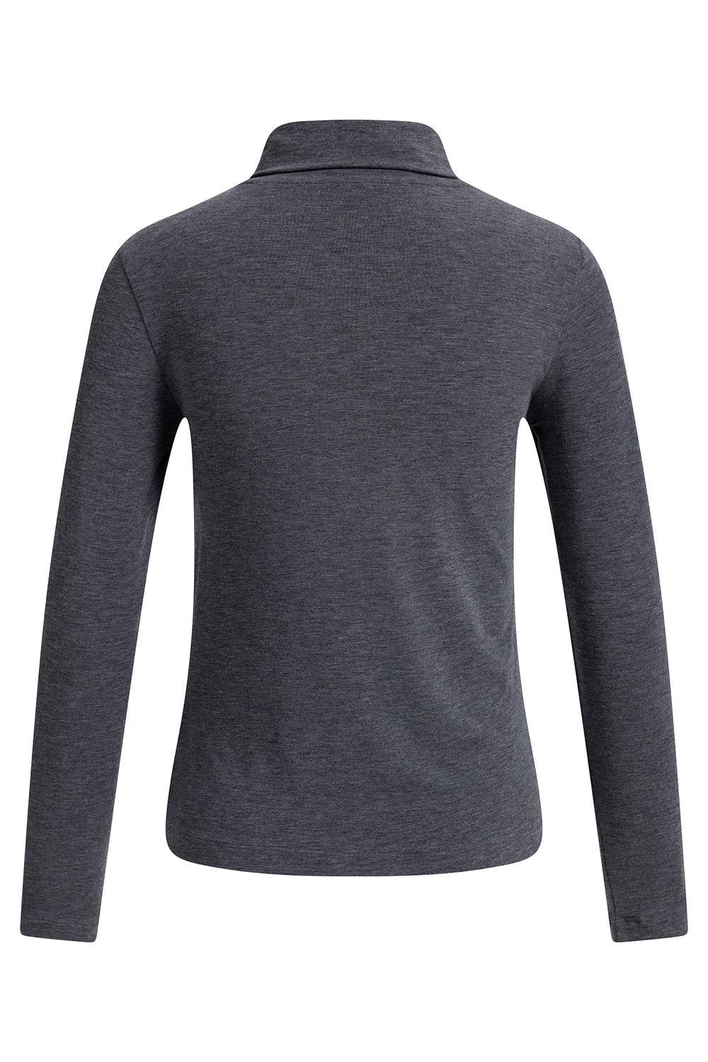 Yaya Pavement Grey Melange Long Sleeve Top With Scarf Collar, back view
