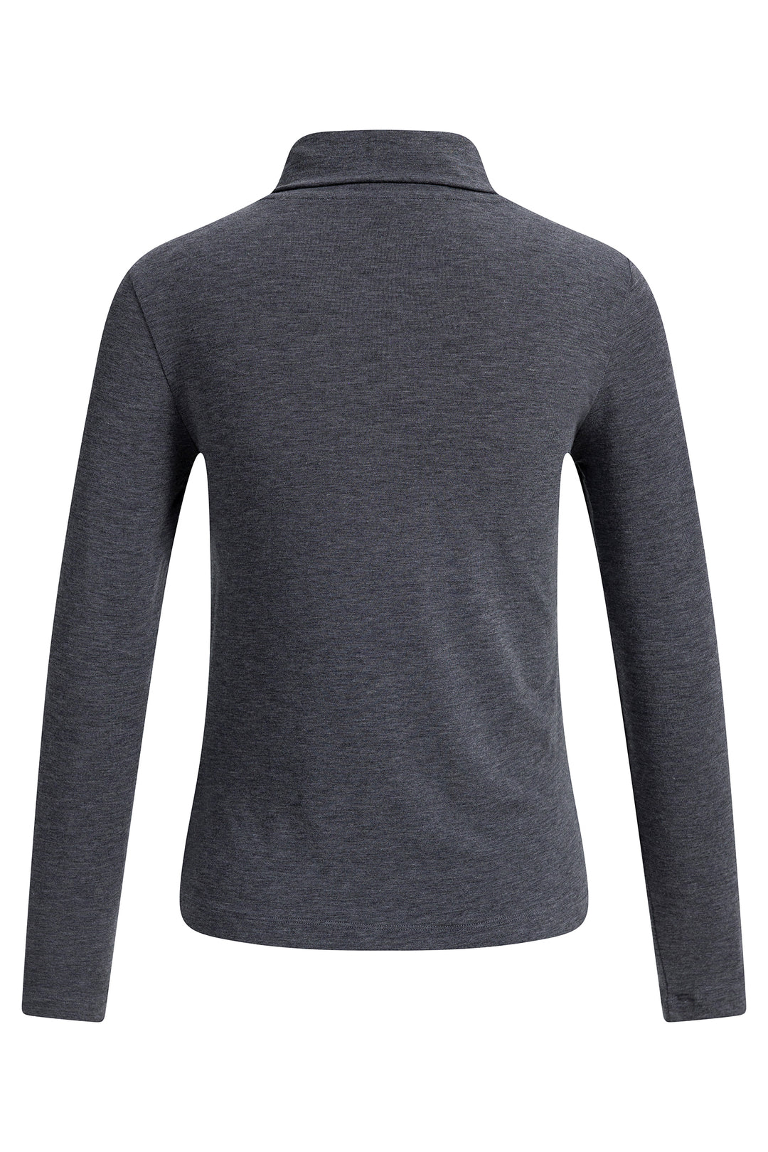 Yaya Pavement Grey Melange Long Sleeve Top With Scarf Collar, back view