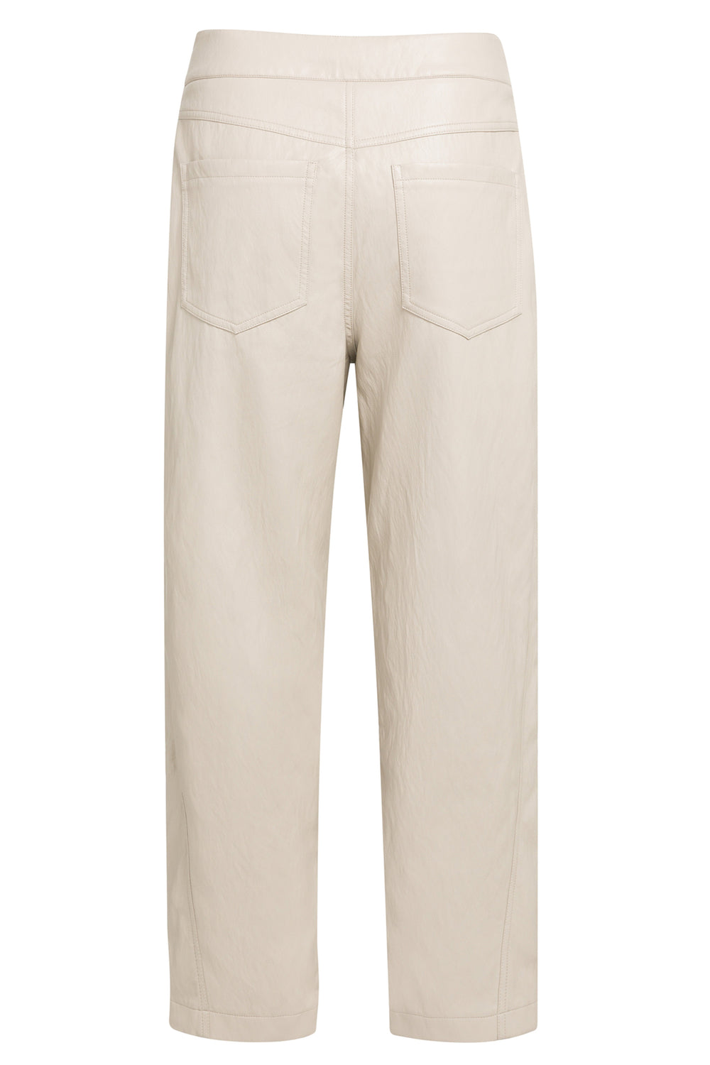 Yaya Pure Cashmere Grey Beige Faux Leather Carrot Fit Trousers, back packshot