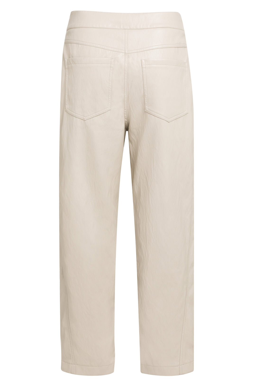 Yaya Pure Cashmere Grey Beige Faux Leather Carrot Fit Trousers, back packshot