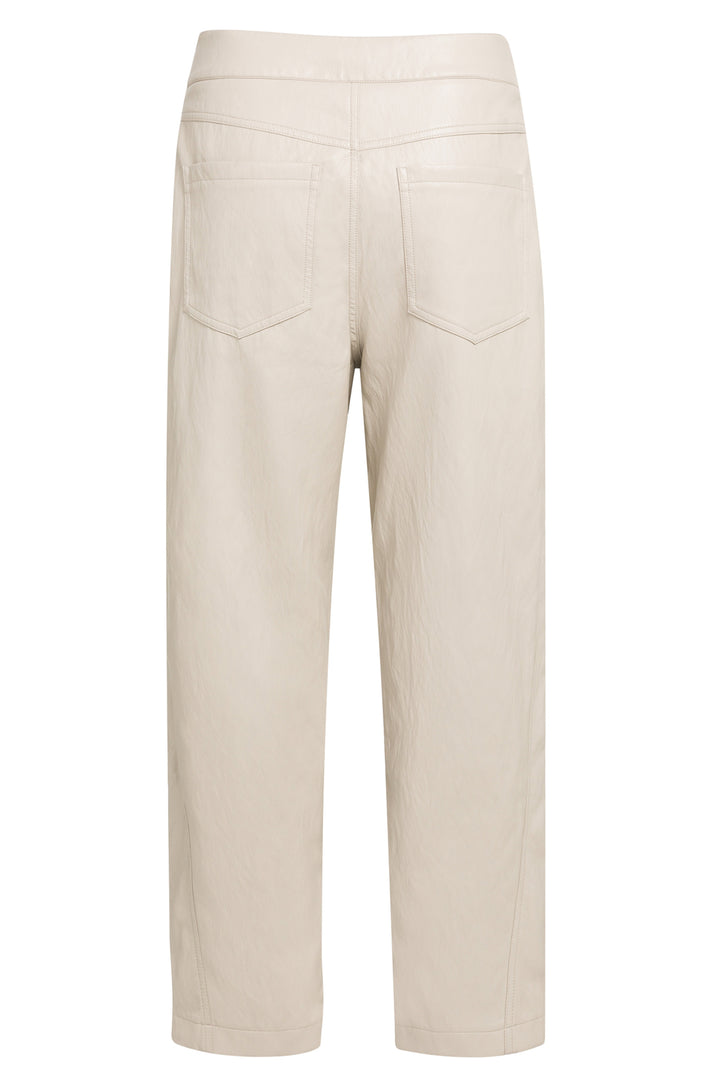 Yaya Pure Cashmere Grey Beige Faux Leather Carrot Fit Trousers, back packshot