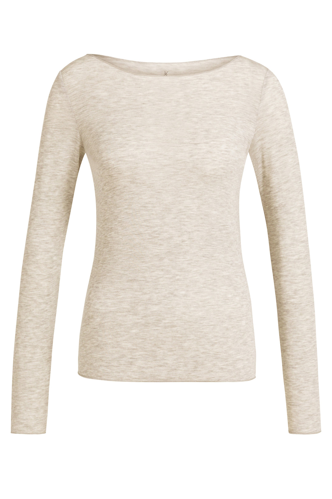 Yaya Pure Cashmere Grey Melange Beige Long Sleeved Boat Neck Top 01-709439-608 611032, front packshot