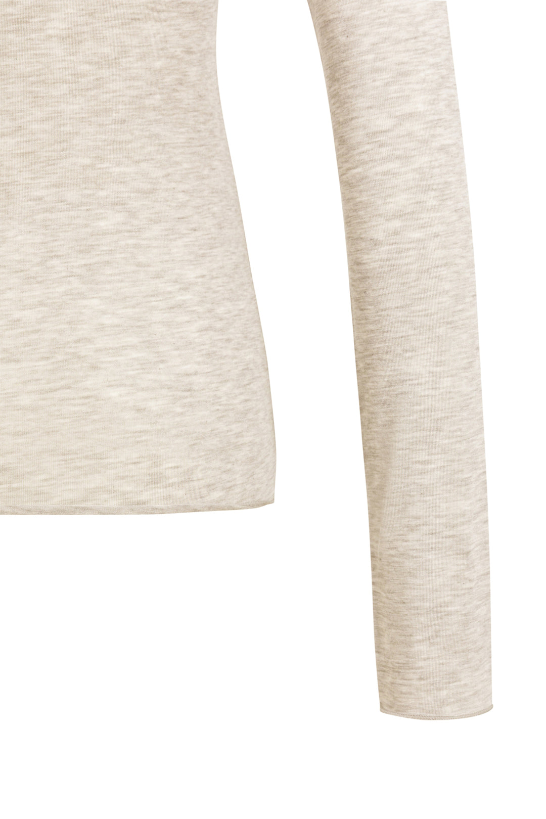 Yaya Pure Cashmere Grey Melange Beige Long Sleeved Boat Neck Top 01-709439-608 611032, cuff and hem detail