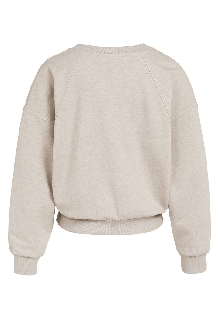 Yaya Pure Cashmere Grey Melange Beige V-Neck Sweatshirt, back packshot