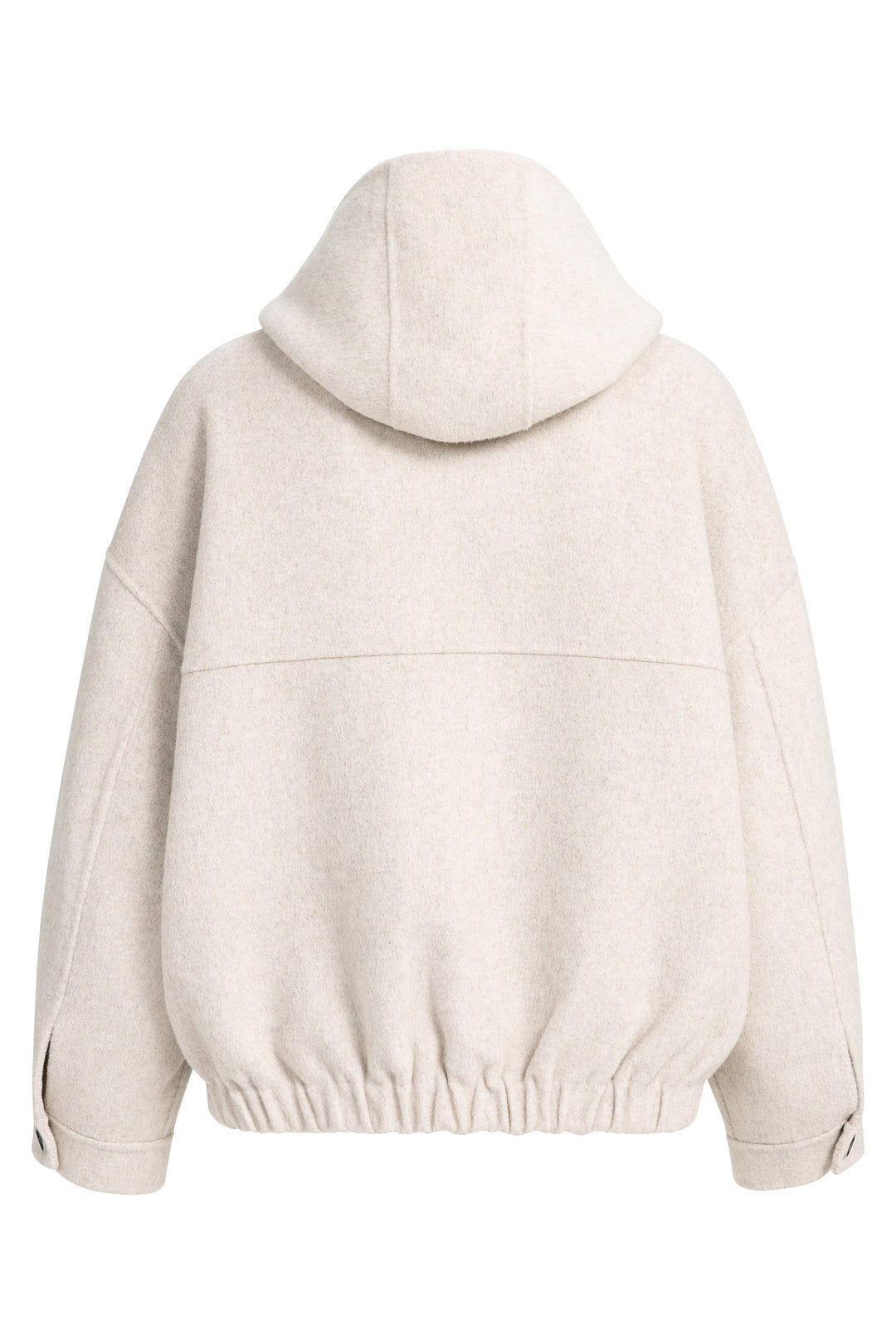 Yaya Pure Cashmere Grey Melange Beige Wool Mix Oversized Jacket, back view with hood