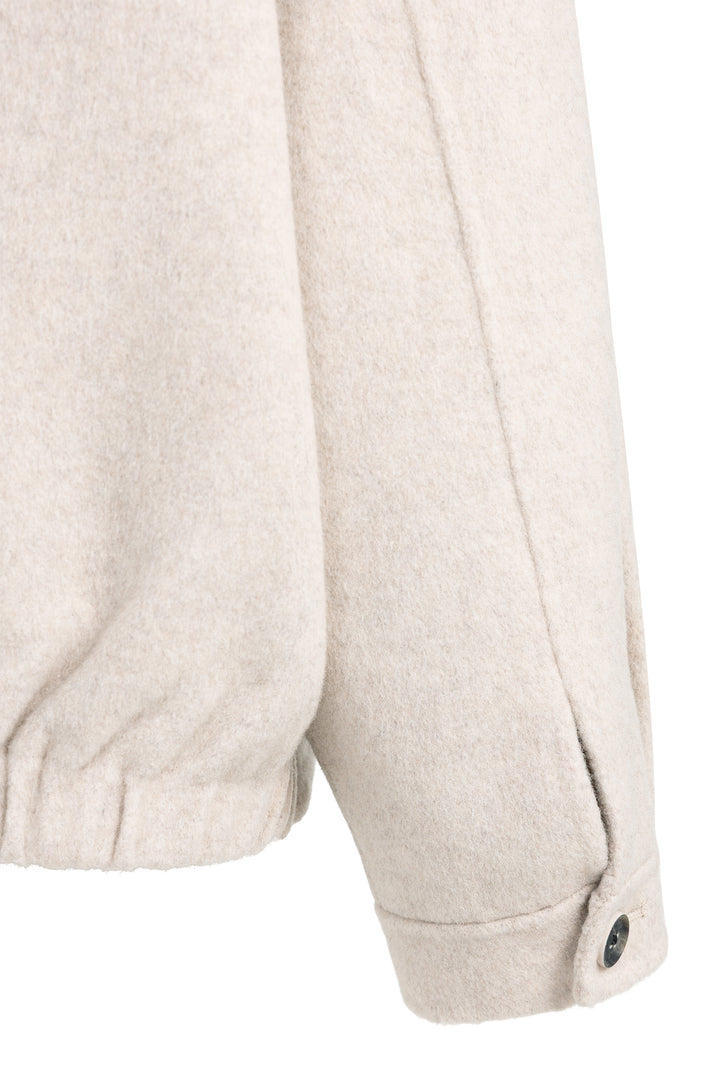 Yaya Pure Cashmere Grey Melange Beige Wool Mix Oversized Jacket, cuff and button detail