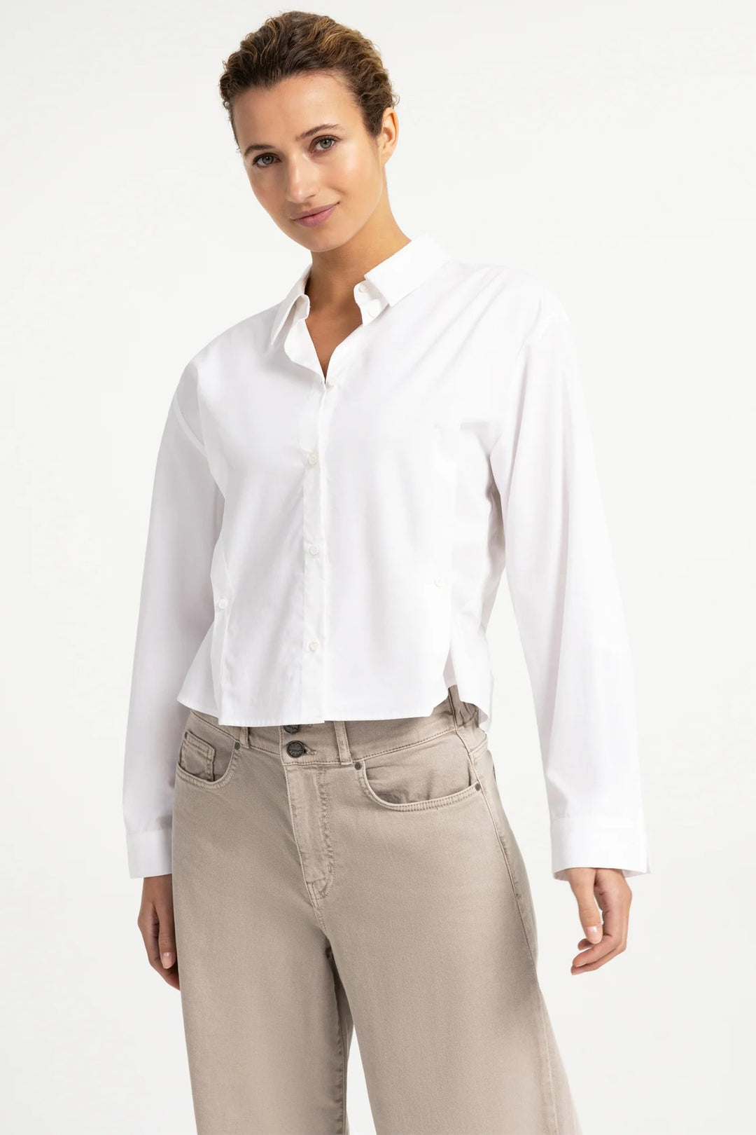 Olivia Grace Fashion - Yaya Pure White Poplin Blouse With Button Detail 01-201240-608 00000