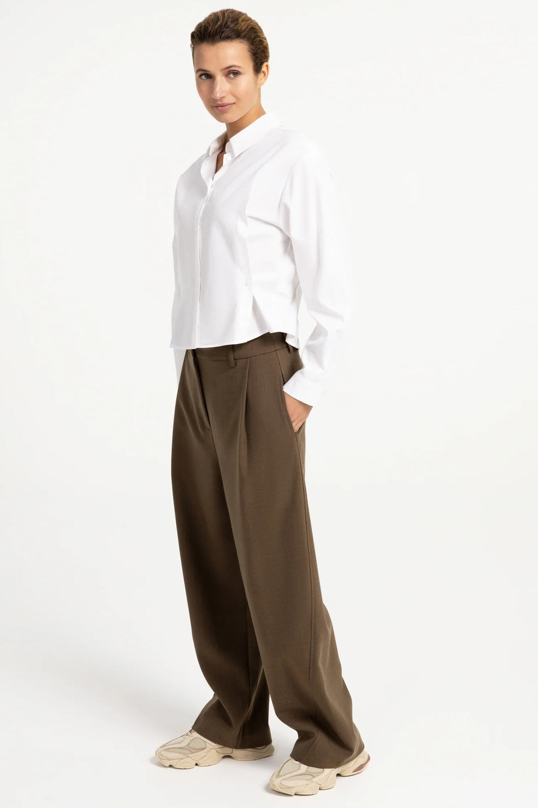 Olivia Grace Fashion - Yaya Pure White Poplin Blouse With Button Detail 01-201240-608 00000