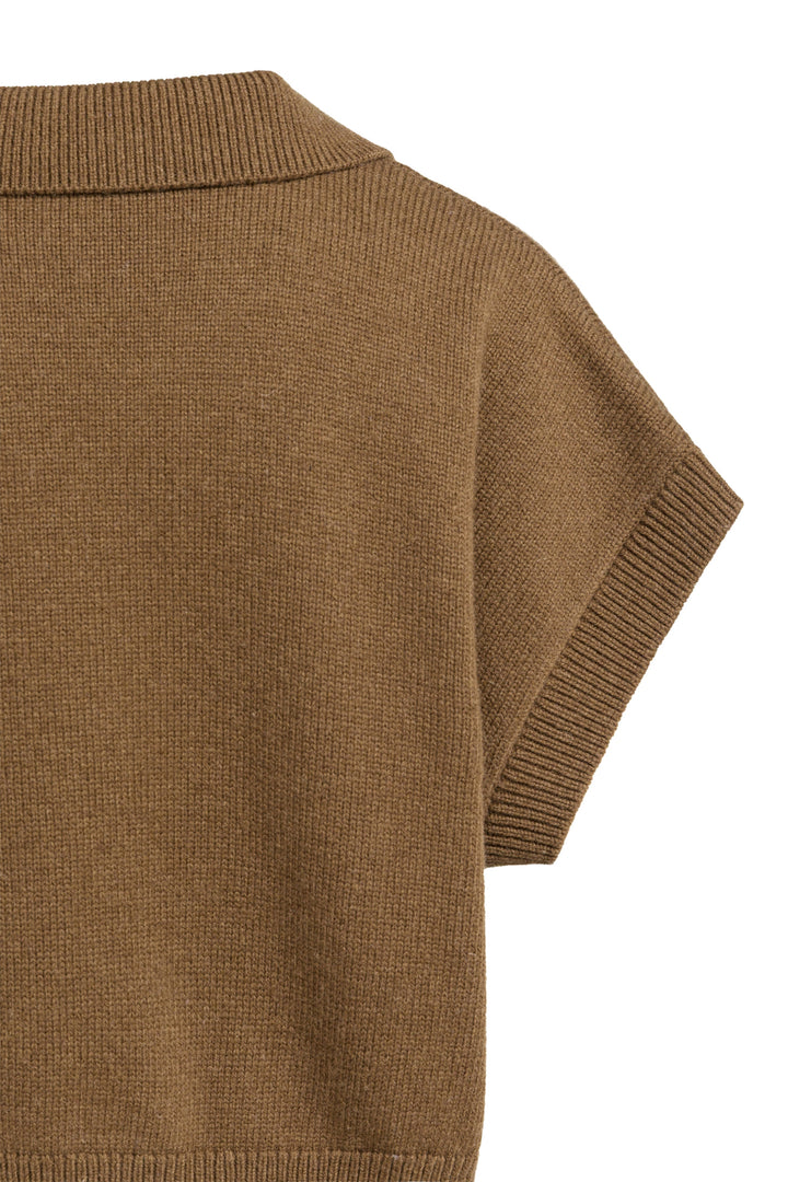 Olivia Grace Fashion - Yaya Teak Brown Melange Knitted Spencer With Collar 01-000617-608 906172