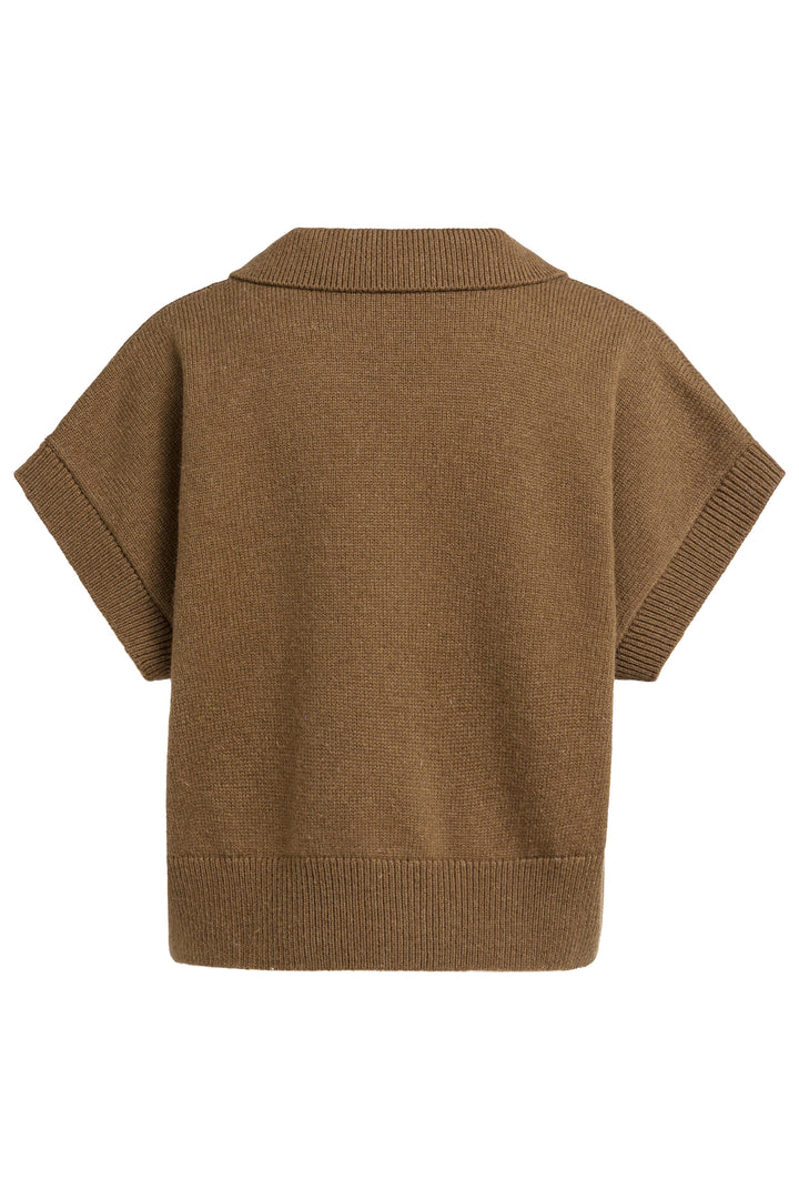 Olivia Grace Fashion - Yaya Teak Brown Melange Knitted Spencer With Collar 01-000617-608 906172
