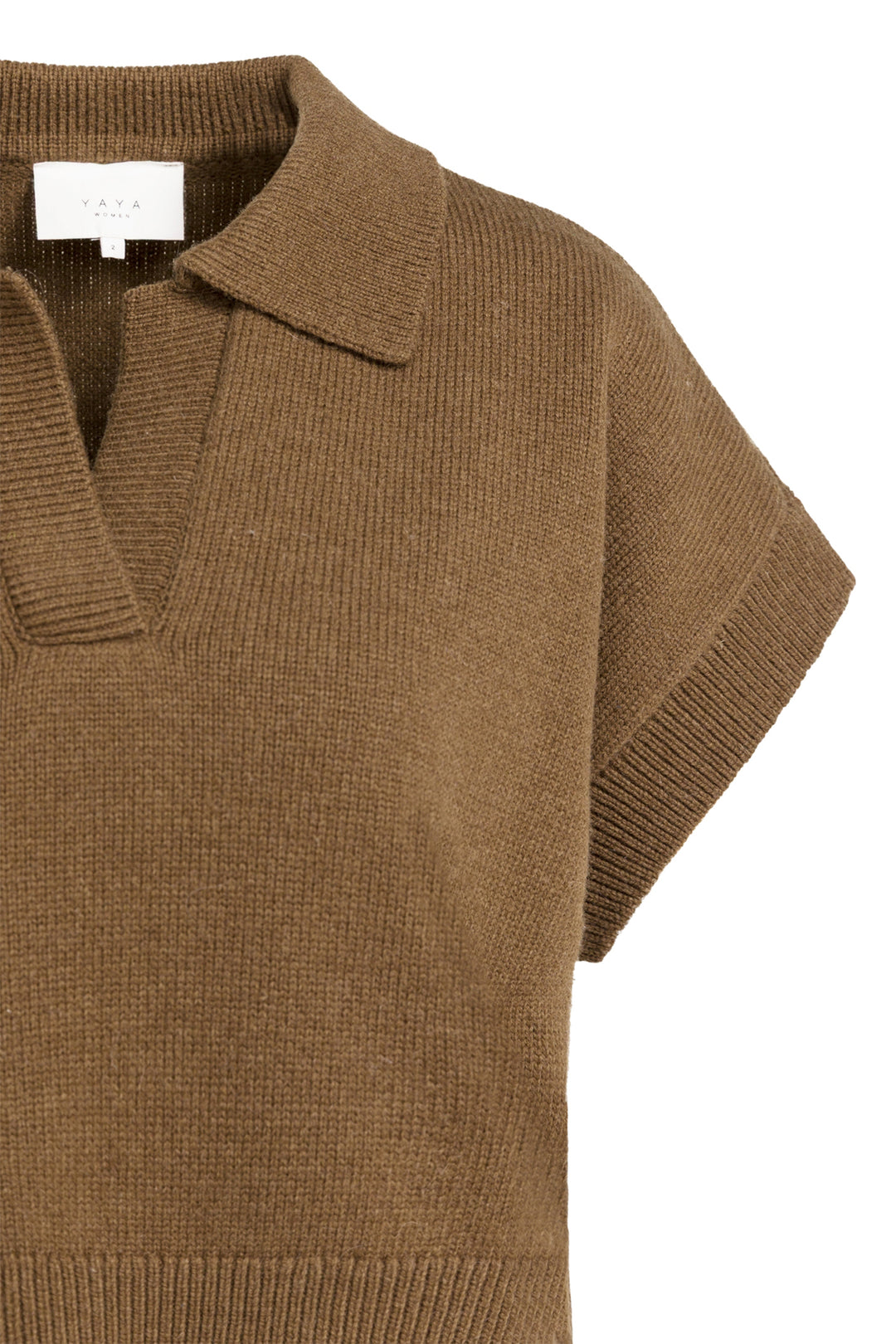 Olivia Grace Fashion - Yaya Teak Brown Melange Knitted Spencer With Collar 01-000617-608 906172