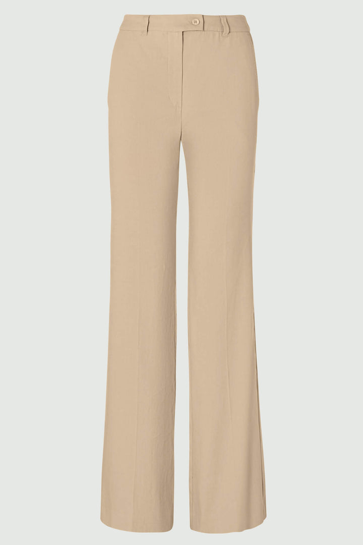 Marella Strada 31312222200 Natural Taupe Long Flared Trousers - Olivia Grace Fashion