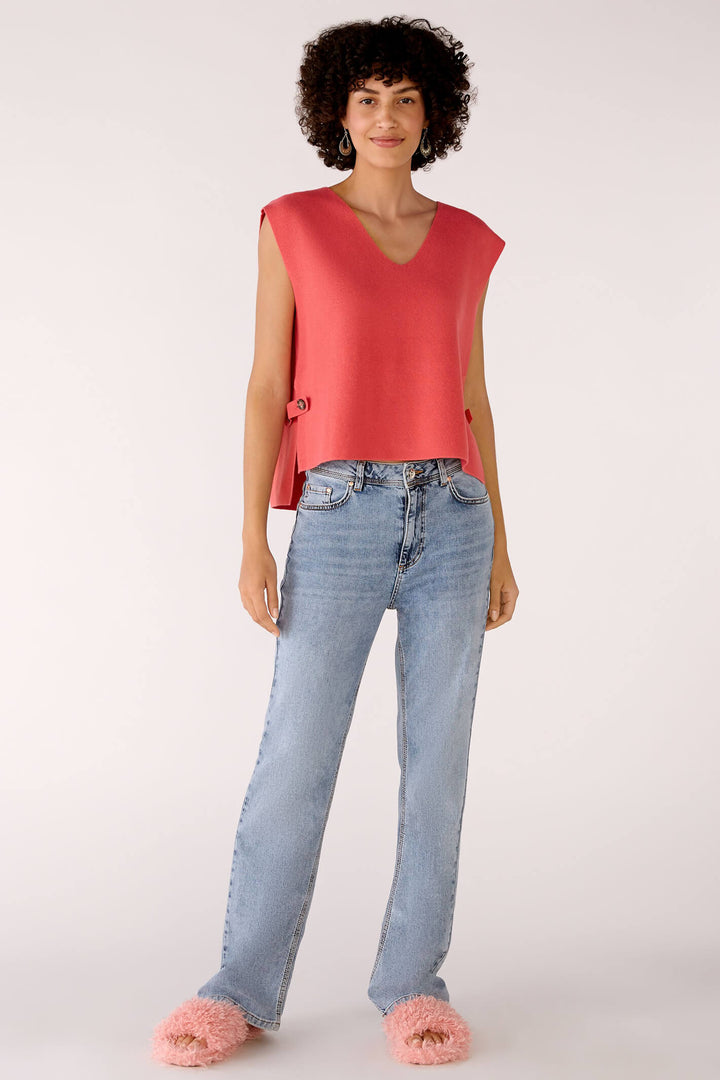 Oui 78239 Red Sleeveless Slip-Over Jumper - Olivia Grace Fashion