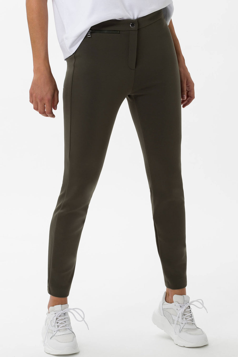 Brax 75-5354 32 Dark Olive Lou Slim Fit Trousers - Olivia Grace Fashion